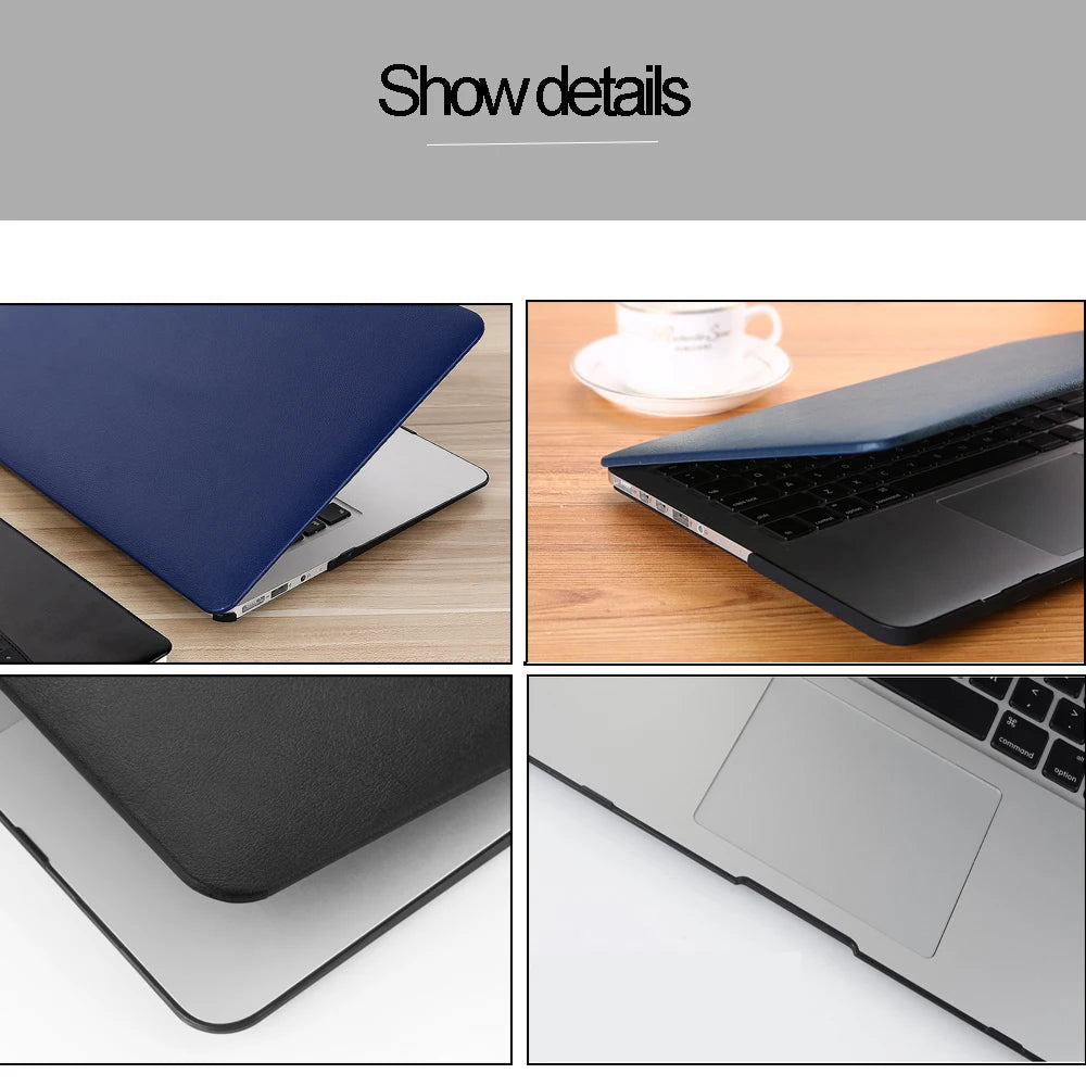 Étui pour ordinateur portable PU + PC pour Macbook Pro 14, M5 M4 M2 2023 M3 Pro 16, barre tactile Funda pour Macbook Air 13 Capa M1 2020 Pro 15 12