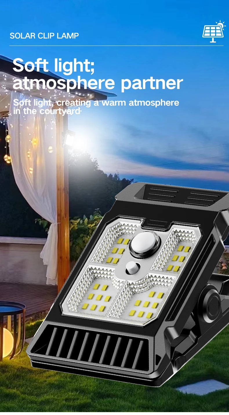 Lampe de cour à énergie solaire, éclairage de jardin domestique, détection du corps humain, clip extérieur multifonctionnel sur lampe de pelouse
