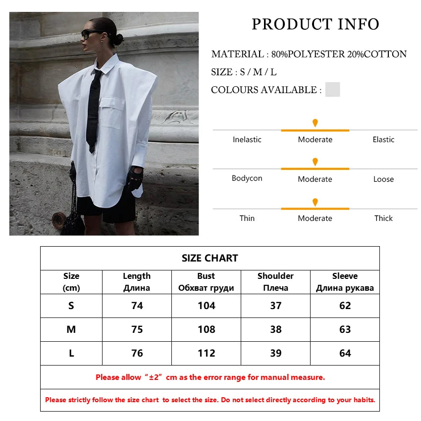 Clacive mode blanc femme Blouse 2023 élégant revers à manches longues chemise Blusa Streetwear Chic poche Blusa haut femme vêtements
