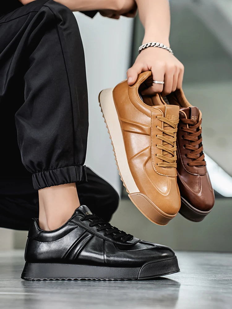 Chaussures pour hommes en automne et en hiver, avec surface en cuir antidérapante et semelle épaisse, adaptées aux sports décontractés, au travail, à la conduite et