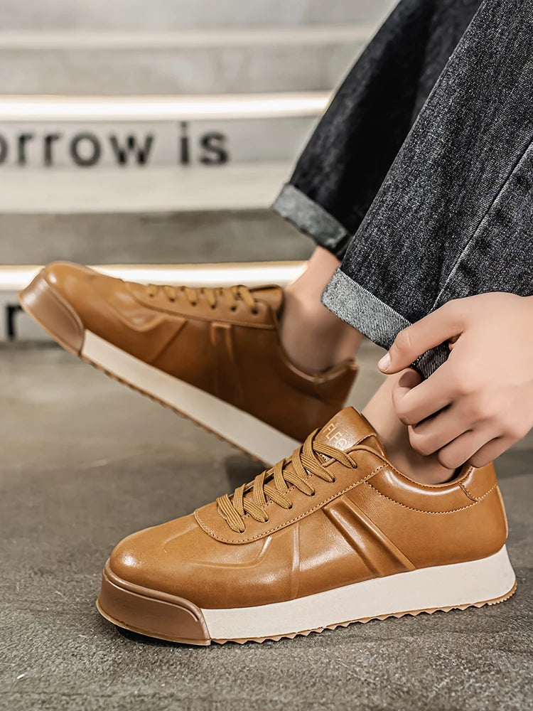 Chaussures pour hommes en automne et en hiver, avec surface en cuir antidérapante et semelle épaisse, adaptées aux sports décontractés, au travail, à la conduite et
