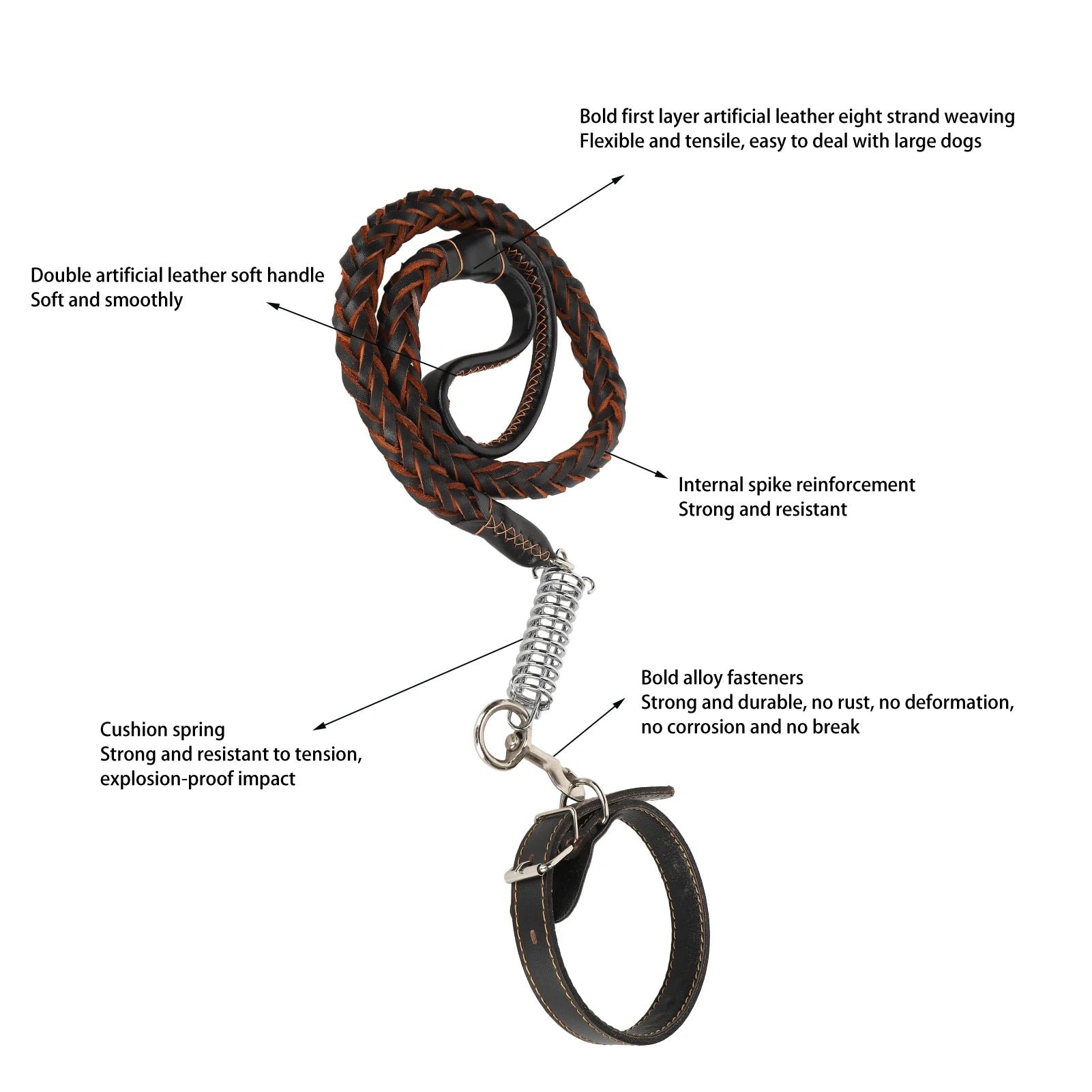 Laisse de promenade pour chien avec collier, en cuir artificiel, anti-perte, ensemble laisse et collier pour animaux de compagnie, accessoires pour chiens de grande et moyenne taille
