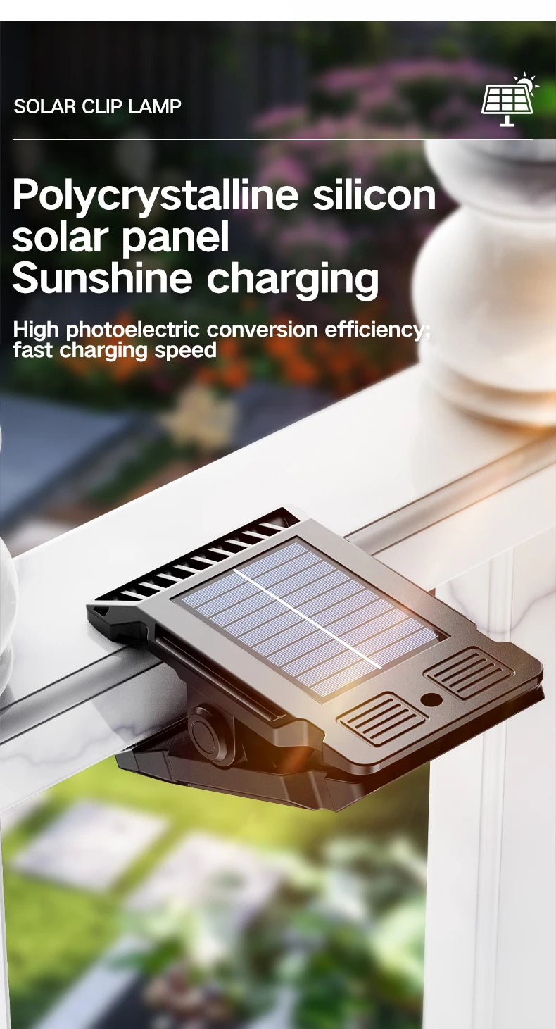 Lampe de cour à énergie solaire, éclairage de jardin domestique, détection du corps humain, clip extérieur multifonctionnel sur lampe de pelouse