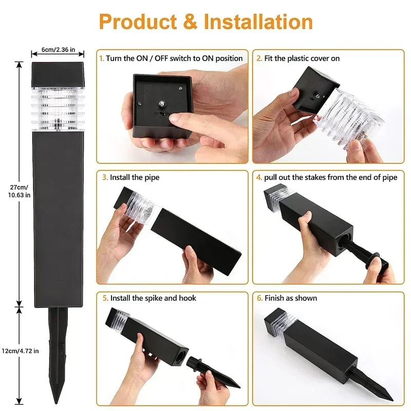 Lampe solaire LED pour chemin, décoration de jardin, pelouse, patio, balcon, cour, allée, lampes solaires