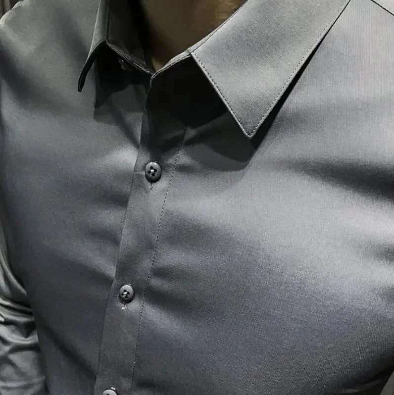 Chemise et chemisier à manches longues pour hommes, haut pour hommes d'affaires, uni avec imprimé, blanc, hipster élégant, vêtements bon marché, marque I, injDesigner