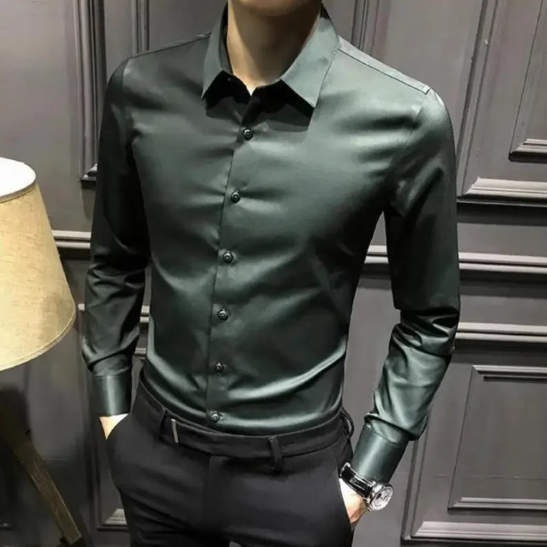 Chemise et chemisier à manches longues pour hommes, haut pour hommes d'affaires, uni avec imprimé, blanc, hipster élégant, vêtements bon marché, marque I, injDesigner