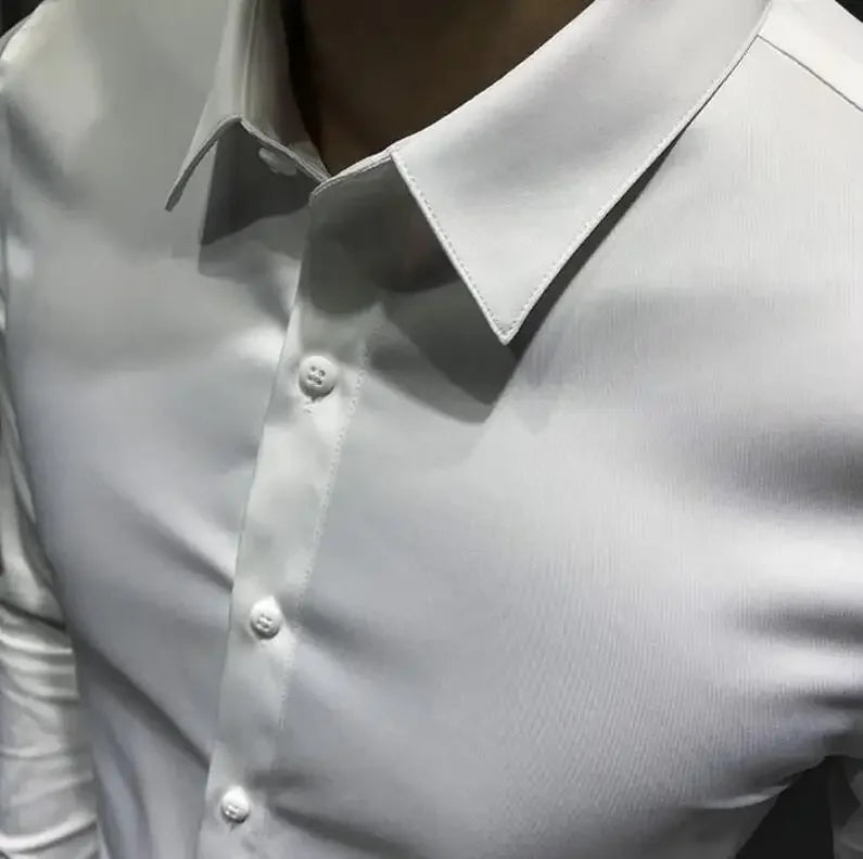 Chemise et chemisier à manches longues pour hommes, haut pour hommes d'affaires, uni avec imprimé, blanc, hipster élégant, vêtements bon marché, marque I, injDesigner
