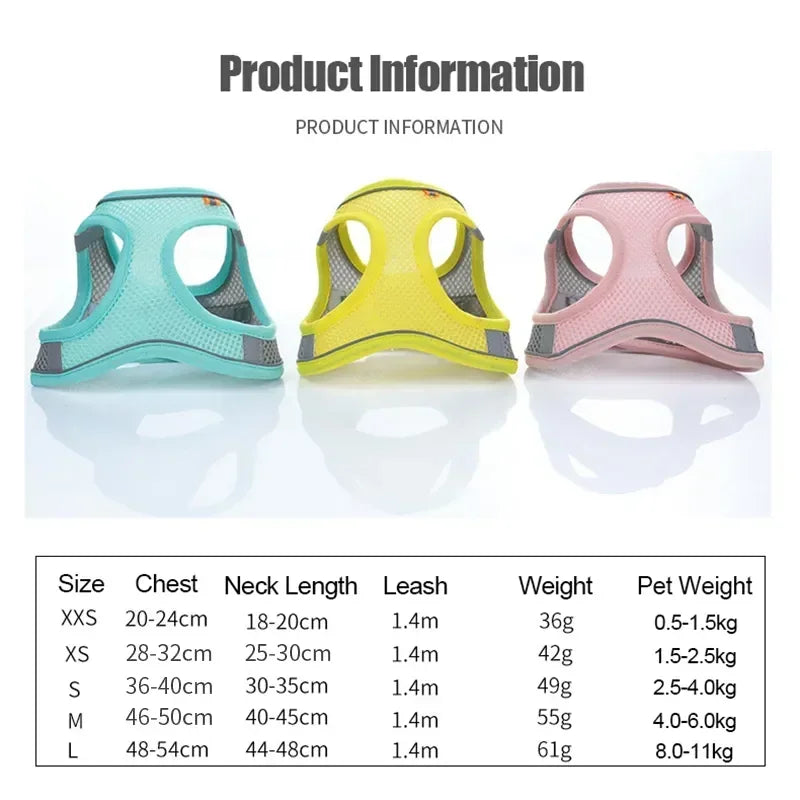 Accessoires pour chiens et chats, collier pour petits chiens, gilet de sécurité, corde de poitrine pour animaux de compagnie, couverture pour chiens, harnais respirant et réglable, fournitures, produits