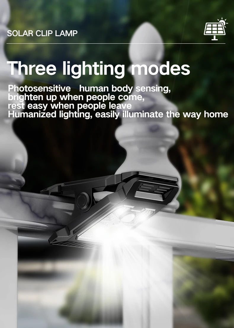 Lampe de cour à énergie solaire, éclairage de jardin domestique, détection du corps humain, clip extérieur multifonctionnel sur lampe de pelouse