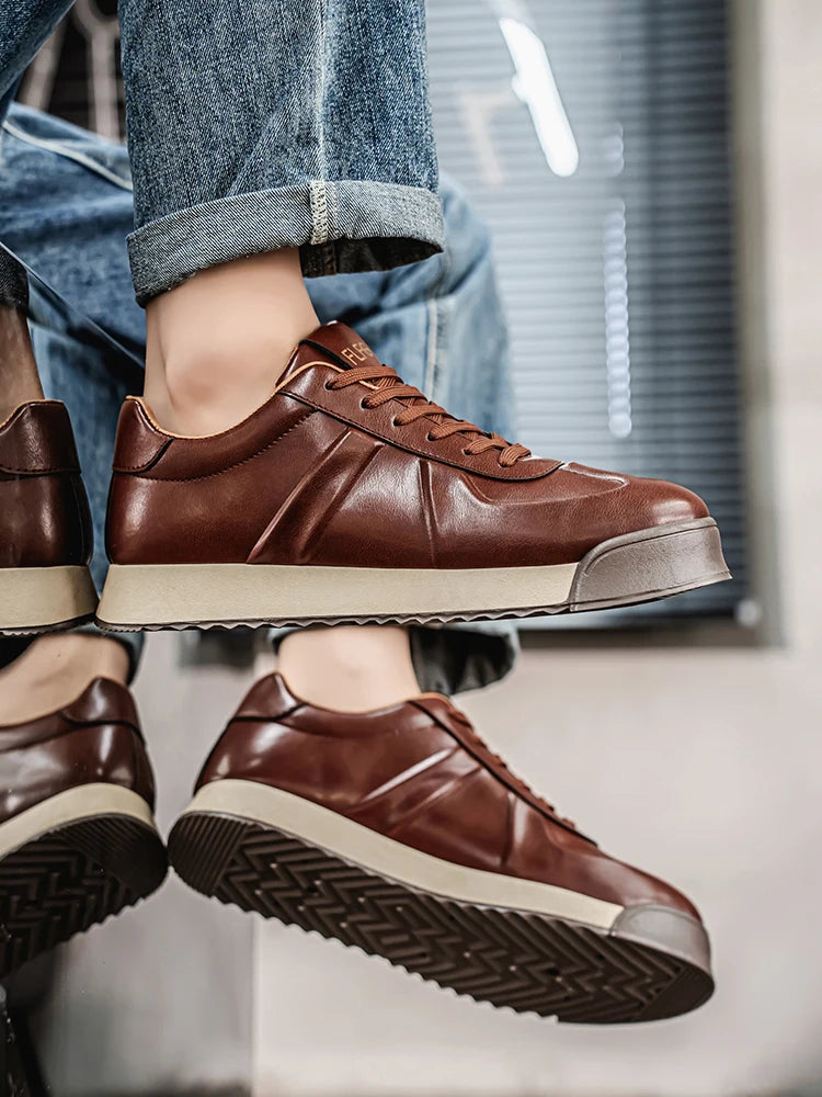 Chaussures pour hommes en automne et en hiver, avec surface en cuir antidérapante et semelle épaisse, adaptées aux sports décontractés, au travail, à la conduite et