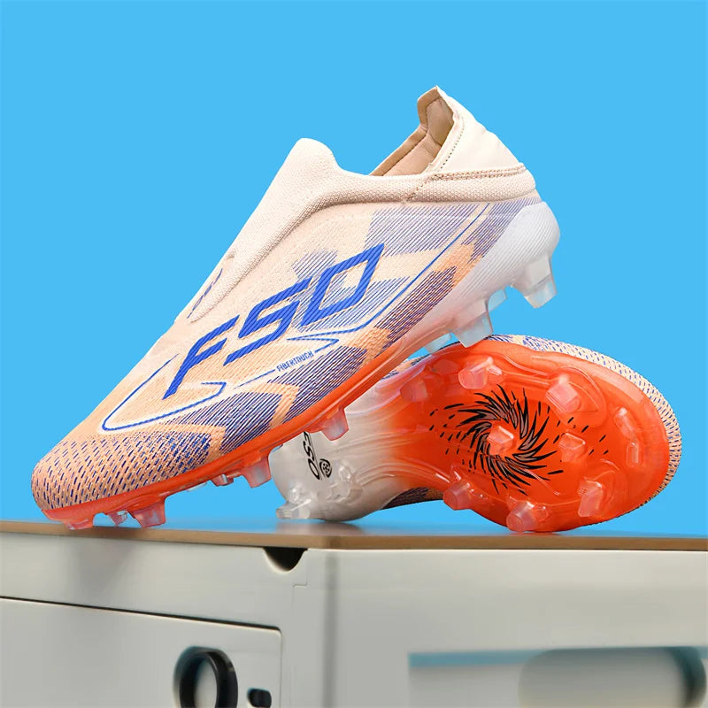 Nouveaux hommes bottes de Football antidérapantes chaussures de Football de haute qualité crampons d'herbe baskets de Futsal montantes Match intérieur vente chaude en plein air