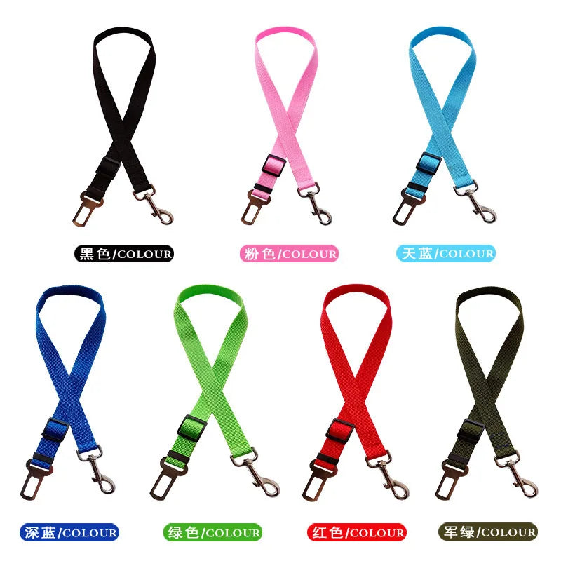 Accessoires réglables pour chiens, ceinture de sécurité pour animaux de compagnie, chat, chien, siège pour animaux de compagnie, harnais pour véhicule, Clip en plomb, levier de sécurité, colliers de Traction pour chien