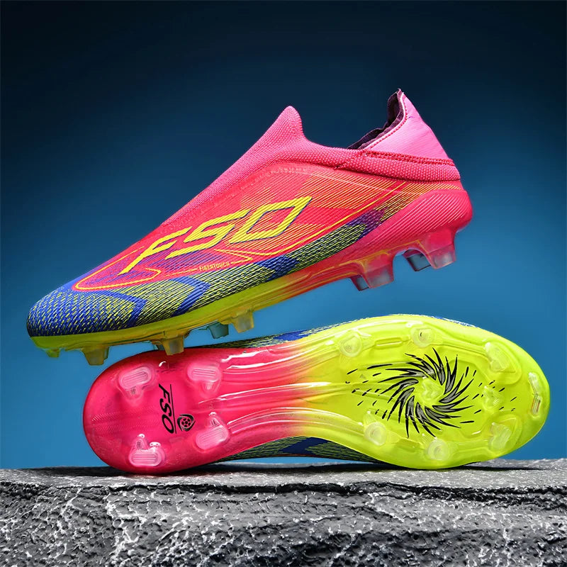 Nouveaux hommes bottes de Football antidérapantes chaussures de Football de haute qualité crampons d'herbe baskets de Futsal montantes Match intérieur vente chaude en plein air