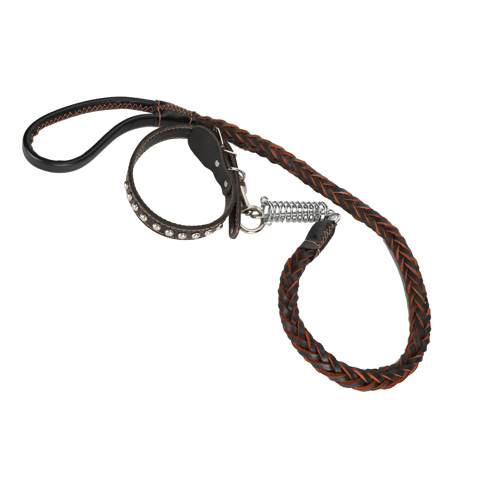 Laisse de promenade pour chien avec collier, en cuir artificiel, anti-perte, ensemble laisse et collier pour animaux de compagnie, accessoires pour chiens de grande et moyenne taille