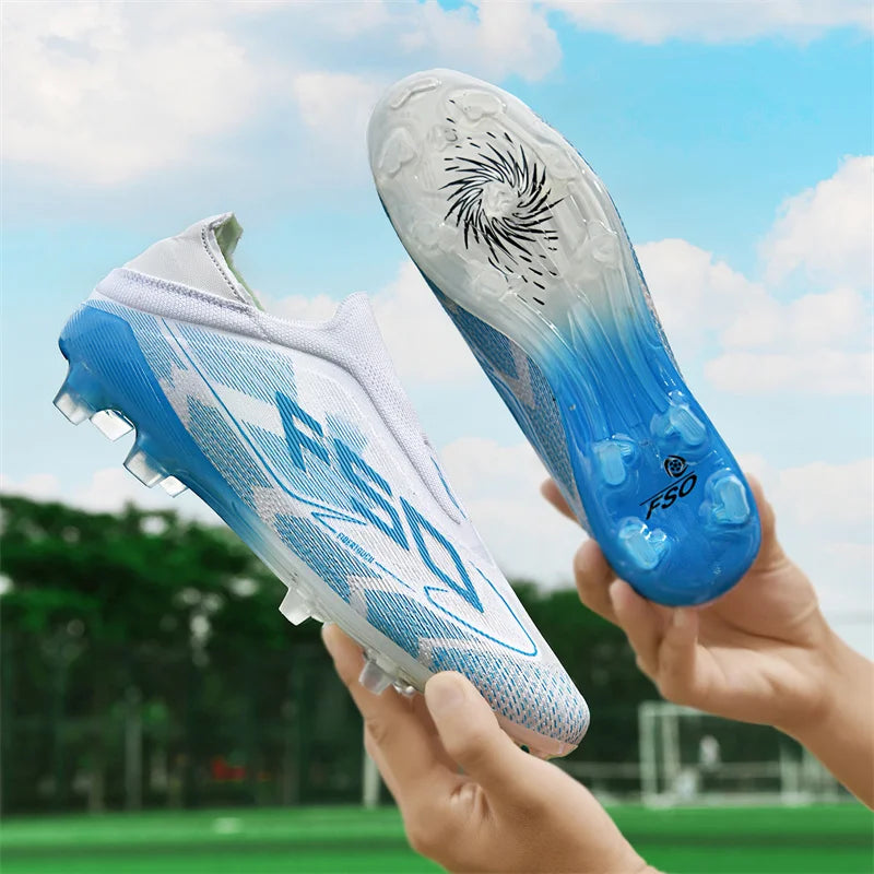 Nouveaux hommes bottes de Football antidérapantes chaussures de Football de haute qualité crampons d'herbe baskets de Futsal montantes Match intérieur vente chaude en plein air