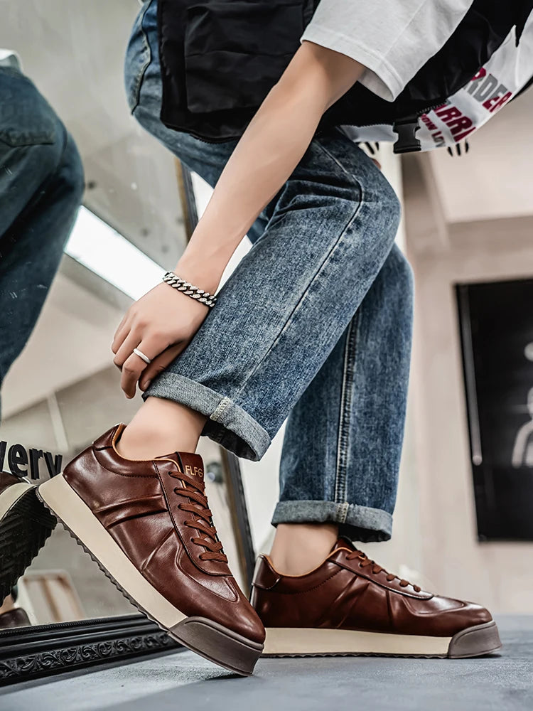 Chaussures pour hommes en automne et en hiver, avec surface en cuir antidérapante et semelle épaisse, adaptées aux sports décontractés, au travail, à la conduite et