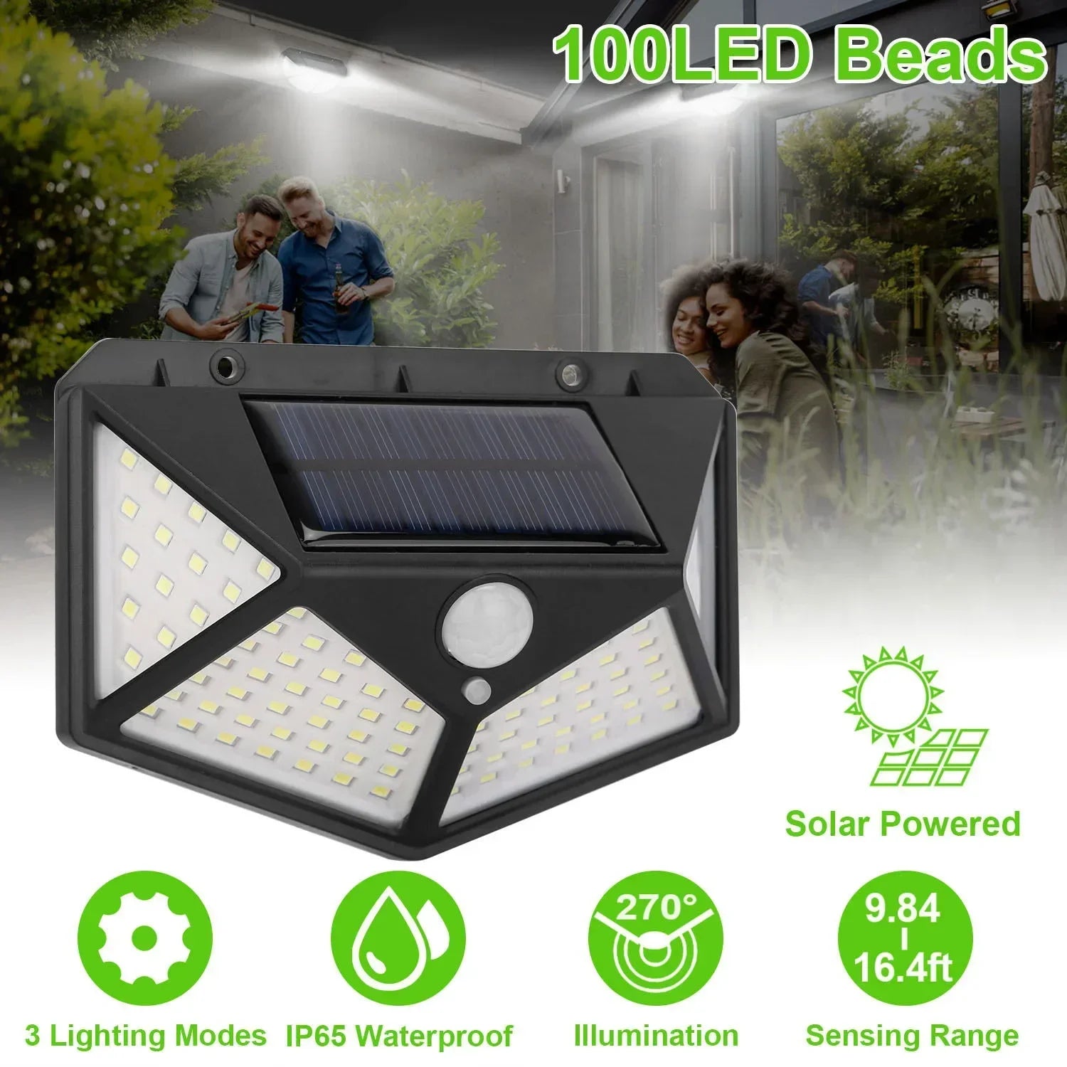 Lampe solaire LED multifonctionnelle avec détecteur de mouvement, lumière du soleil étanche, décoration de jardin extérieur, 62 projecteurs