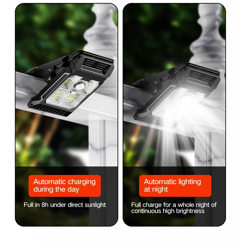 Lampe de cour à énergie solaire, éclairage de jardin domestique, détection du corps humain, clip extérieur multifonctionnel sur lampe de pelouse