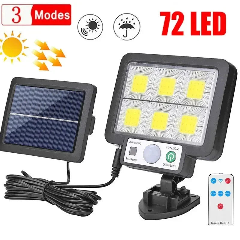 Applique murale solaire LED avec détecteur de mouvement, lumière du soleil, 3 modes, extérieur, étanche, urgence, rue, jardin, décoration de sécurité