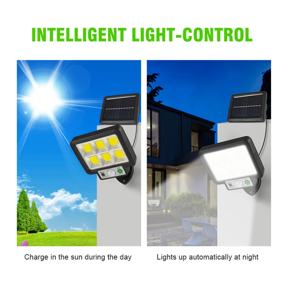 Applique murale solaire LED avec détecteur de mouvement, lumière du soleil, 3 modes, extérieur, étanche, urgence, rue, jardin, décoration de sécurité