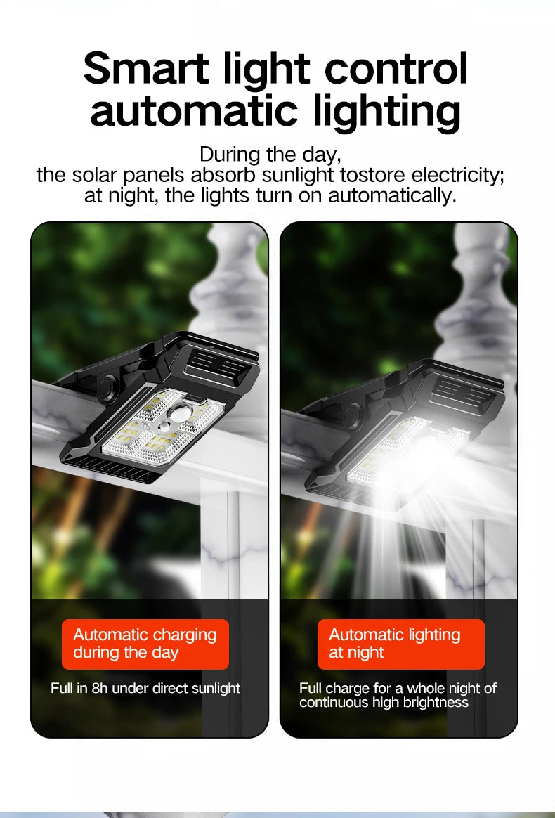 Lampe de cour à énergie solaire, éclairage de jardin domestique, détection du corps humain, clip extérieur multifonctionnel sur lampe de pelouse