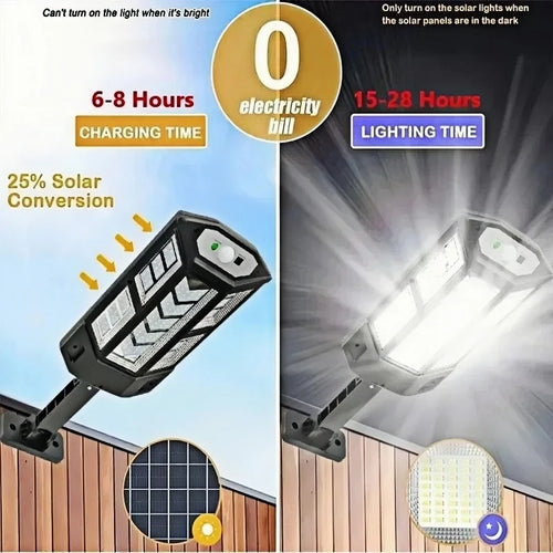 15 000LM Irradiation 500 ㎡   Lumière solaire pour lumière du soleil extérieure capteur de mouvement IP65 étanche jardin rue mur lampe solaire externe