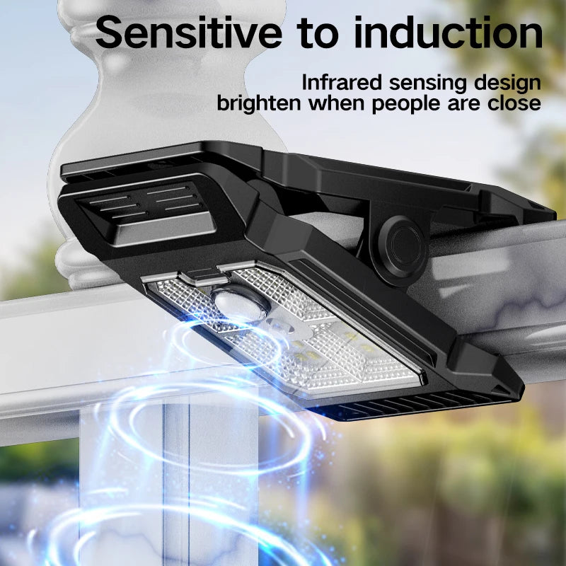 Lampe de cour à énergie solaire, éclairage de jardin domestique, détection du corps humain, clip extérieur multifonctionnel sur lampe de pelouse