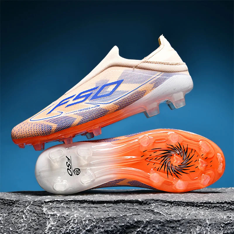 Nouveaux hommes bottes de Football antidérapantes chaussures de Football de haute qualité crampons d'herbe baskets de Futsal montantes Match intérieur vente chaude en plein air