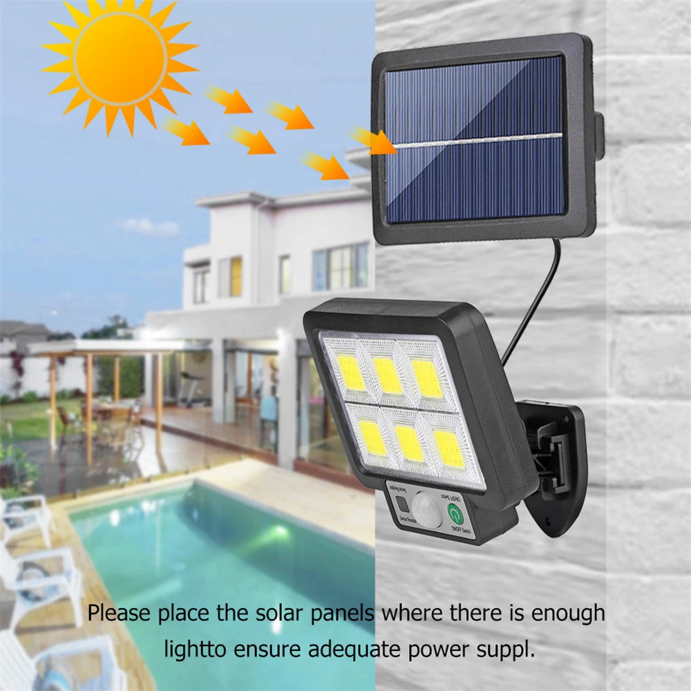 Applique murale solaire LED avec détecteur de mouvement, lumière du soleil, 3 modes, extérieur, étanche, urgence, rue, jardin, décoration de sécurité