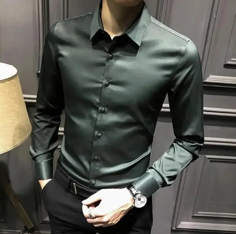 Chemise et chemisier à manches longues pour hommes, haut pour hommes d'affaires, uni avec imprimé, blanc, hipster élégant, vêtements bon marché, marque I, injDesigner
