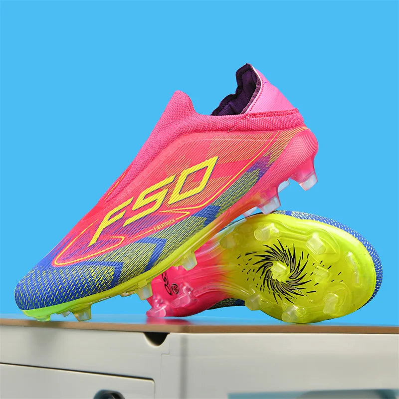 Nouveaux hommes bottes de Football antidérapantes chaussures de Football de haute qualité crampons d'herbe baskets de Futsal montantes Match intérieur vente chaude en plein air