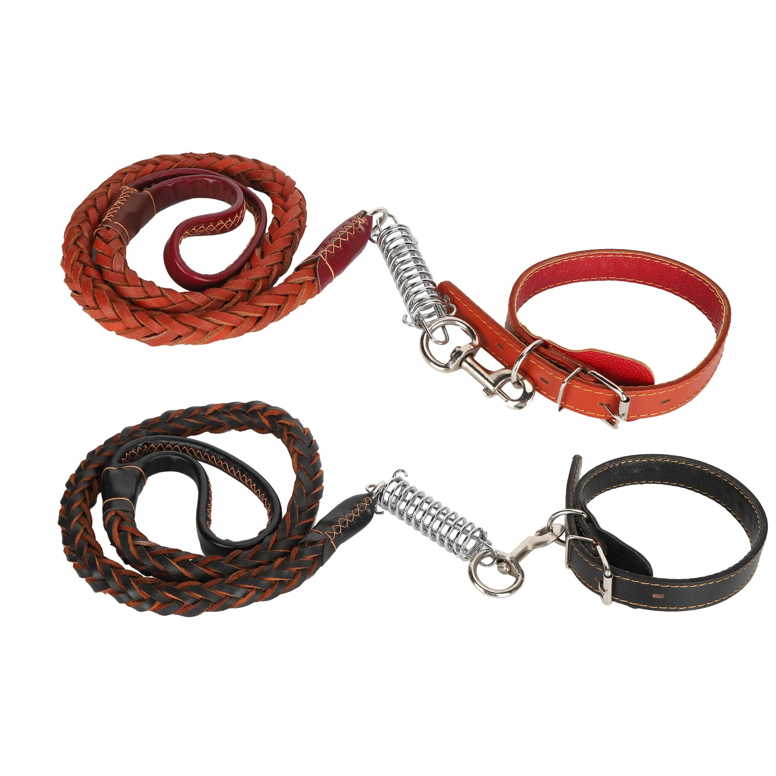 Laisse de promenade pour chien avec collier, en cuir artificiel, anti-perte, ensemble laisse et collier pour animaux de compagnie, accessoires pour chiens de grande et moyenne taille
