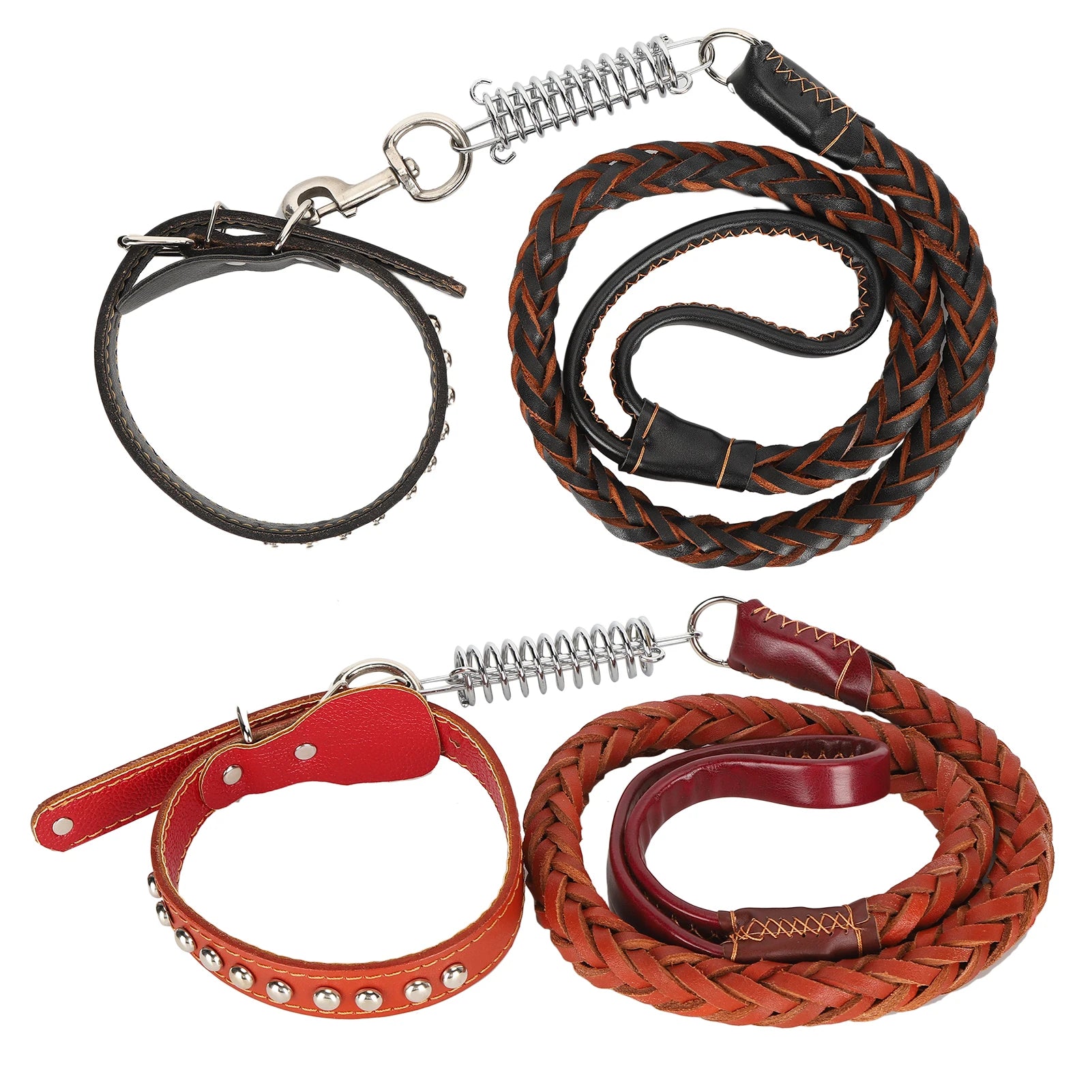 Laisse de promenade pour chien avec collier, en cuir artificiel, anti-perte, ensemble laisse et collier pour animaux de compagnie, accessoires pour chiens de grande et moyenne taille