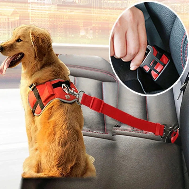 Accessoires réglables pour chiens, ceinture de sécurité pour animaux de compagnie, chat, chien, siège pour animaux de compagnie, harnais pour véhicule, Clip en plomb, levier de sécurité, colliers de Traction pour chien