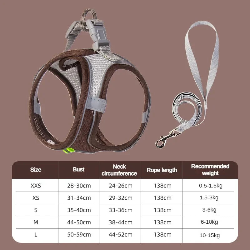 Accessoires pour chiens et chats, collier pour petits chiens, gilet de sécurité, corde de poitrine pour animaux de compagnie, couverture pour chiens, harnais respirant et réglable, fournitures, produits