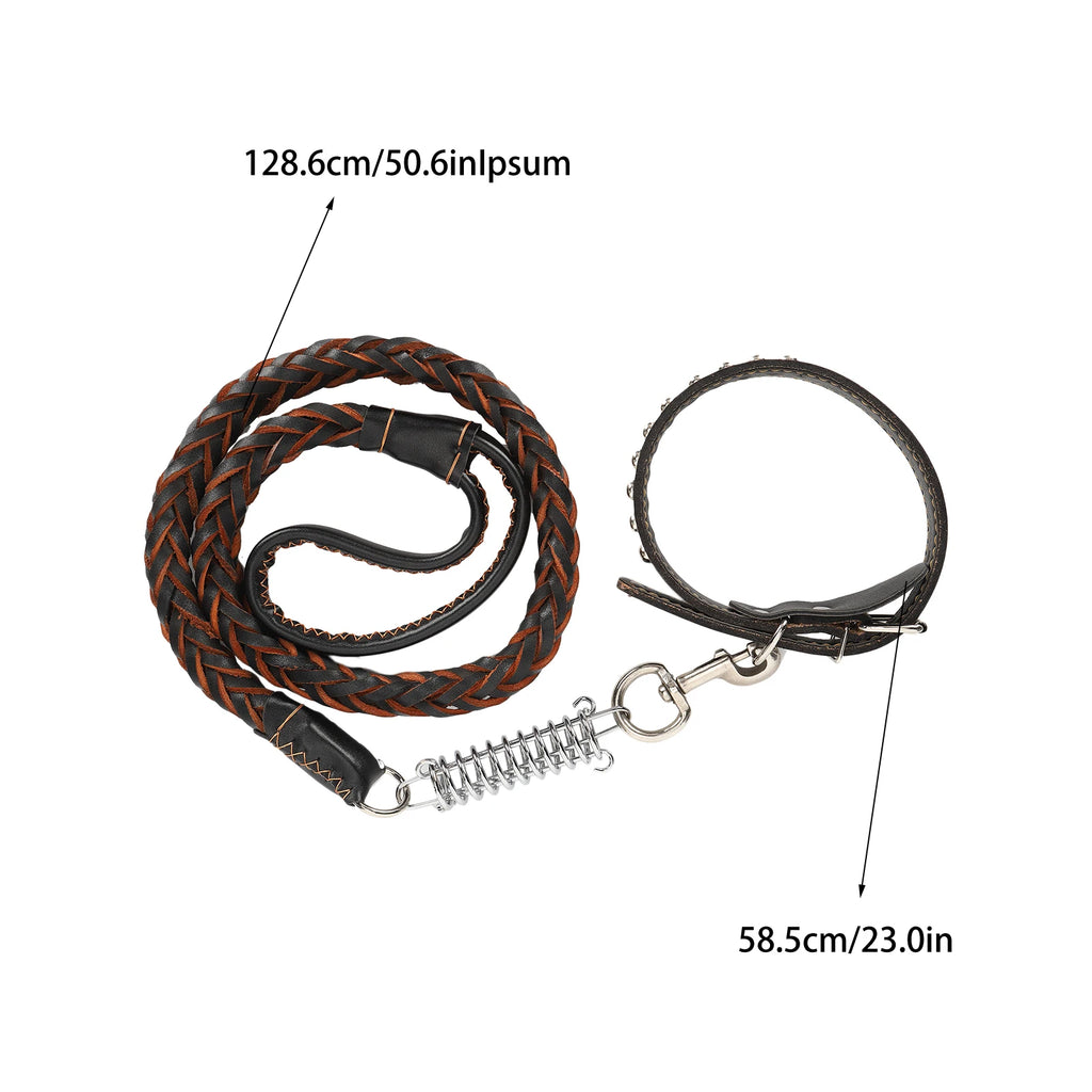 Laisse de promenade pour chien avec collier, en cuir artificiel, anti-perte, ensemble laisse et collier pour animaux de compagnie, accessoires pour chiens de grande et moyenne taille
