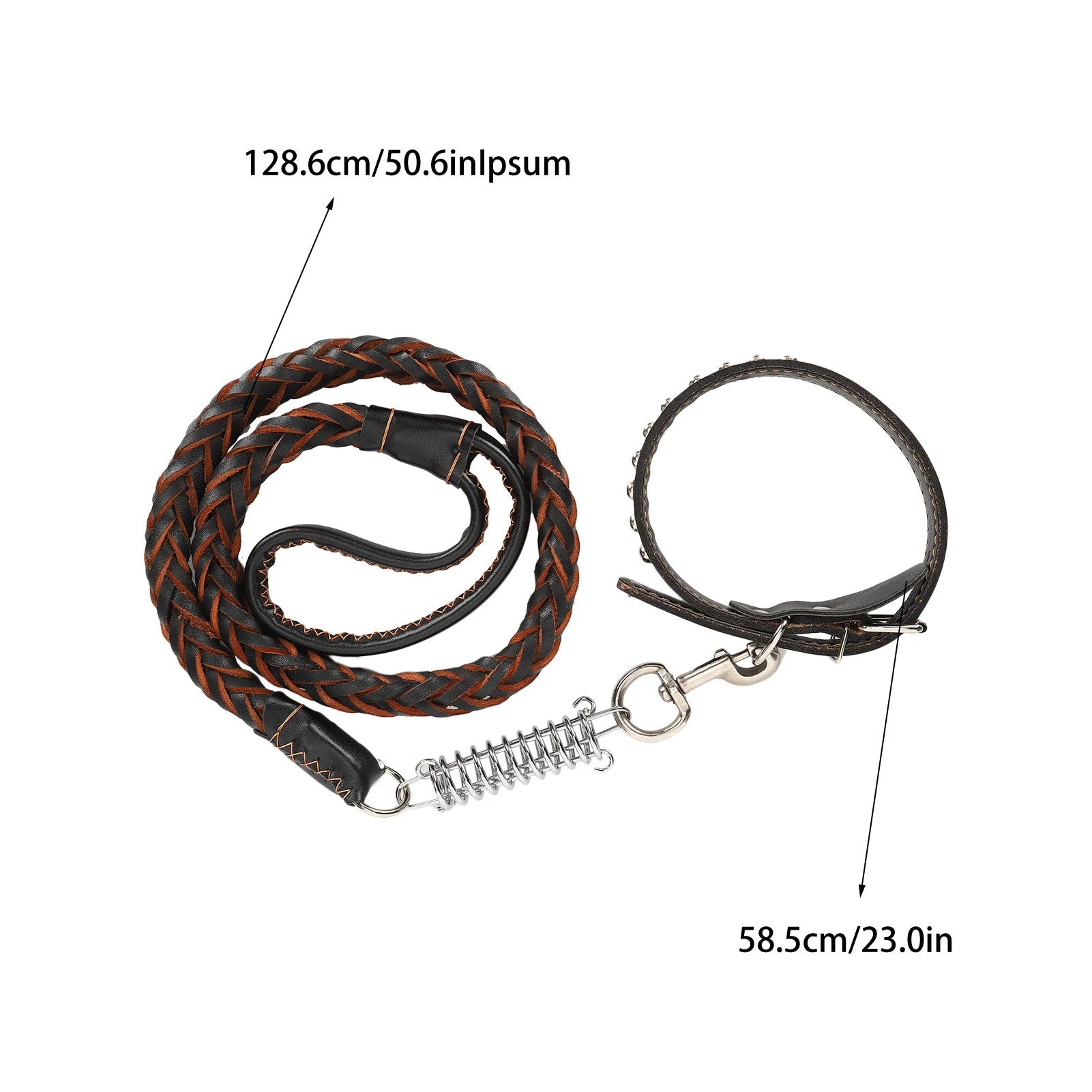 Laisse de promenade pour chien avec collier, en cuir artificiel, anti-perte, ensemble laisse et collier pour animaux de compagnie, accessoires pour chiens de grande et moyenne taille