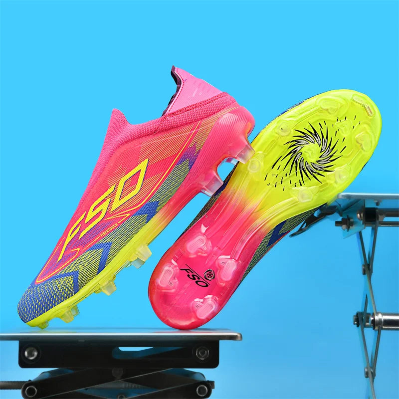 Nouveaux hommes bottes de Football antidérapantes chaussures de Football de haute qualité crampons d'herbe baskets de Futsal montantes Match intérieur vente chaude en plein air