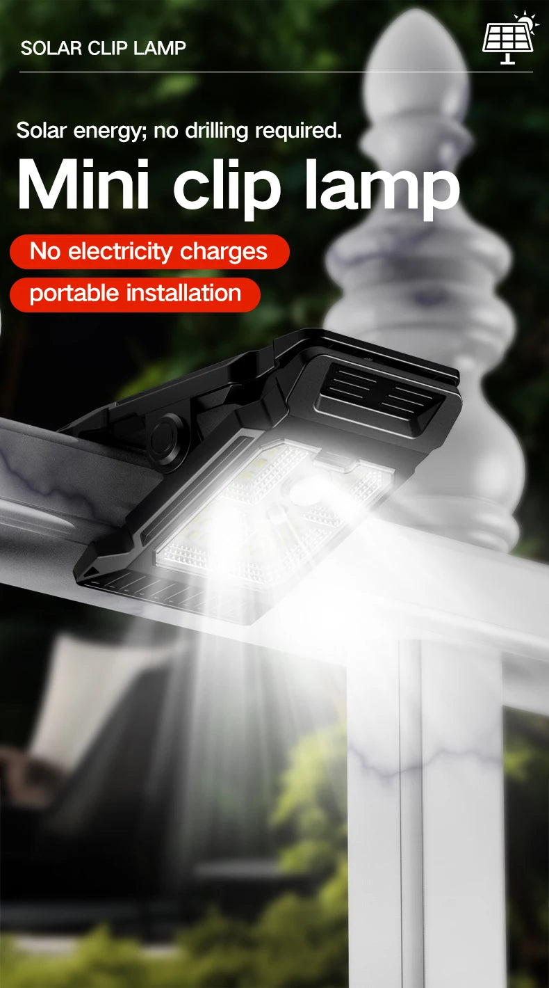 Lampe de cour à énergie solaire, éclairage de jardin domestique, détection du corps humain, clip extérieur multifonctionnel sur lampe de pelouse