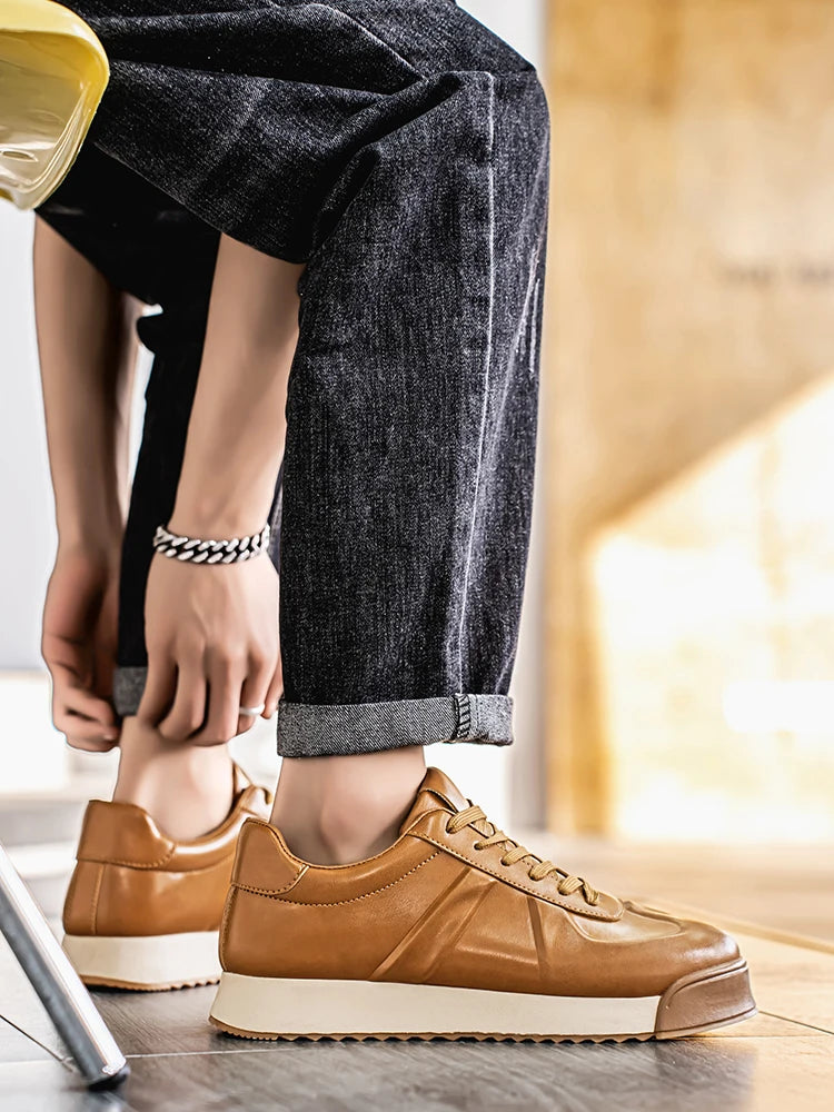 Chaussures pour hommes en automne et en hiver, avec surface en cuir antidérapante et semelle épaisse, adaptées aux sports décontractés, au travail, à la conduite et
