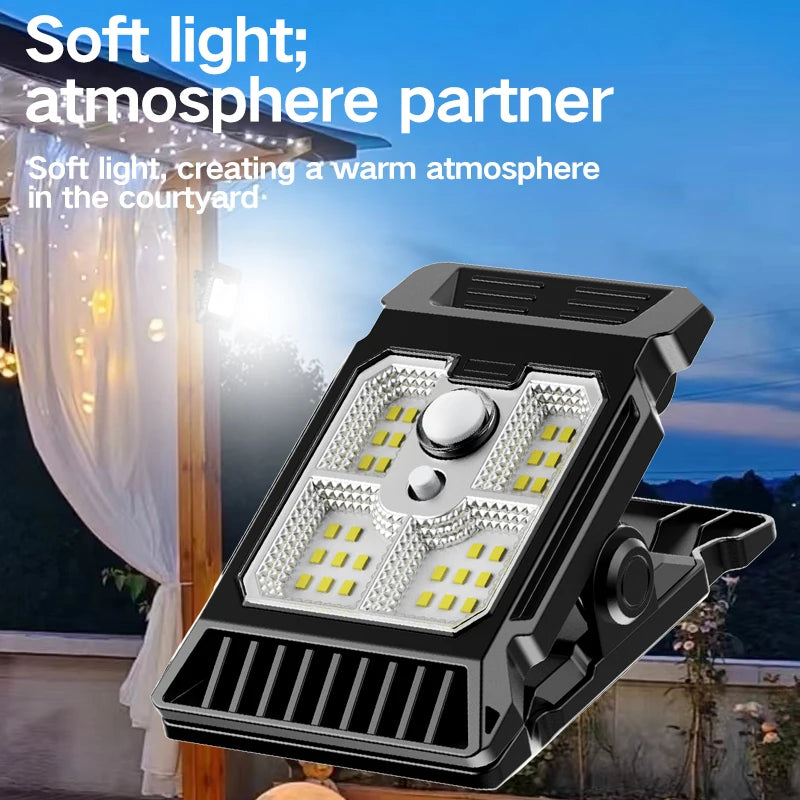 Lampe de cour à énergie solaire, éclairage de jardin domestique, détection du corps humain, clip extérieur multifonctionnel sur lampe de pelouse