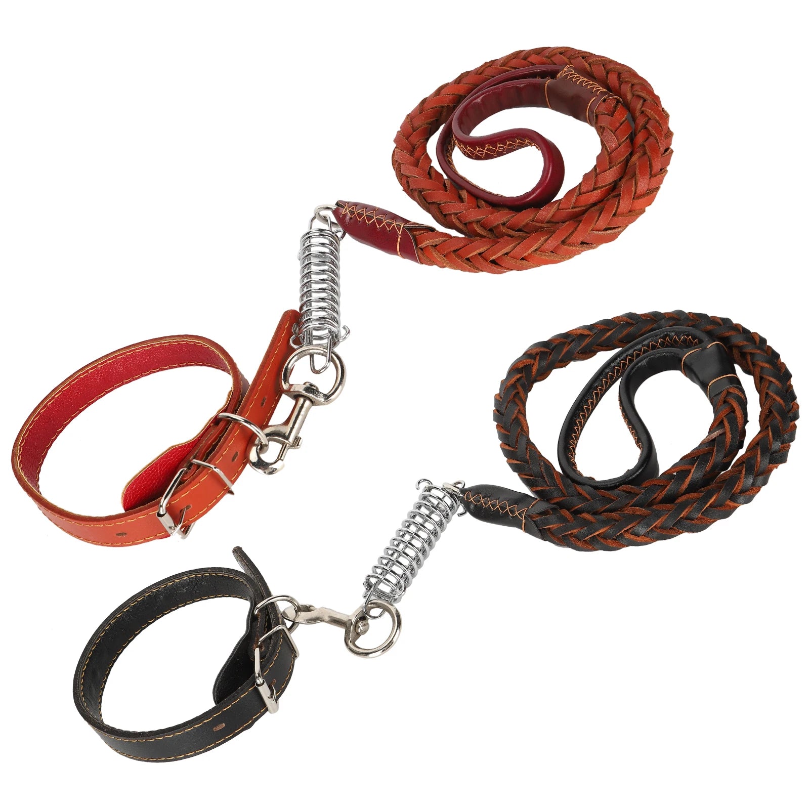 Laisse de promenade pour chien avec collier, en cuir artificiel, anti-perte, ensemble laisse et collier pour animaux de compagnie, accessoires pour chiens de grande et moyenne taille