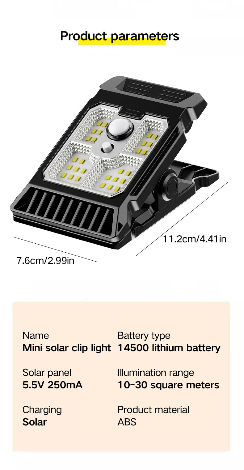 Lampe de cour à énergie solaire, éclairage de jardin domestique, détection du corps humain, clip extérieur multifonctionnel sur lampe de pelouse