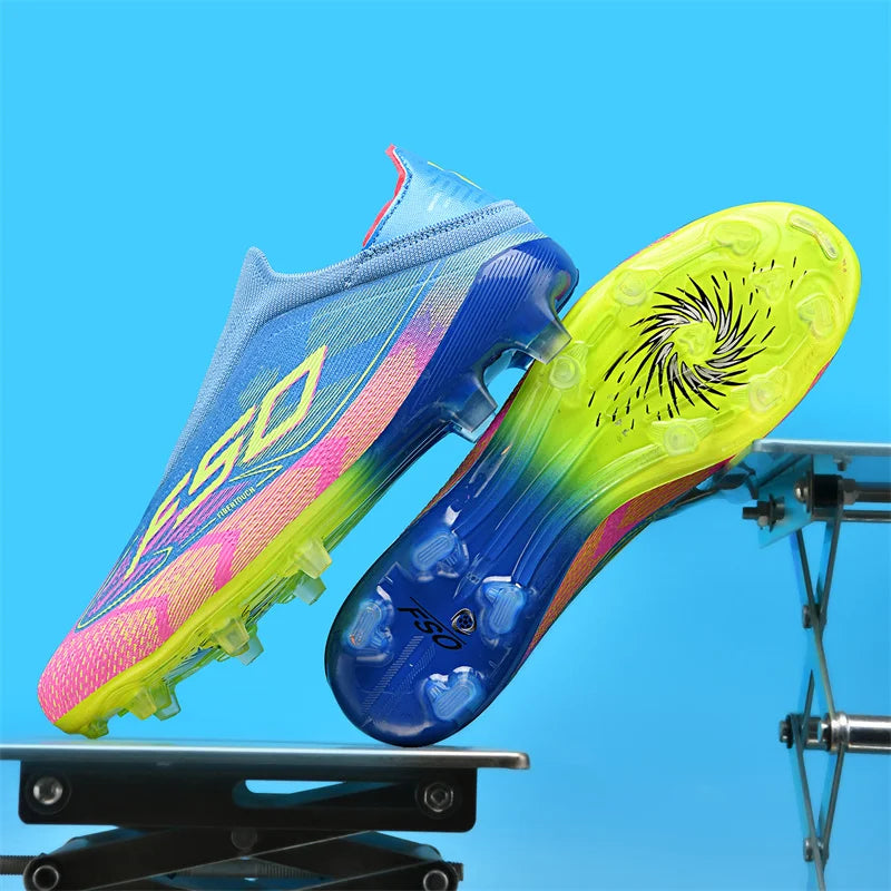 Nouveaux hommes bottes de Football antidérapantes chaussures de Football de haute qualité crampons d'herbe baskets de Futsal montantes Match intérieur vente chaude en plein air