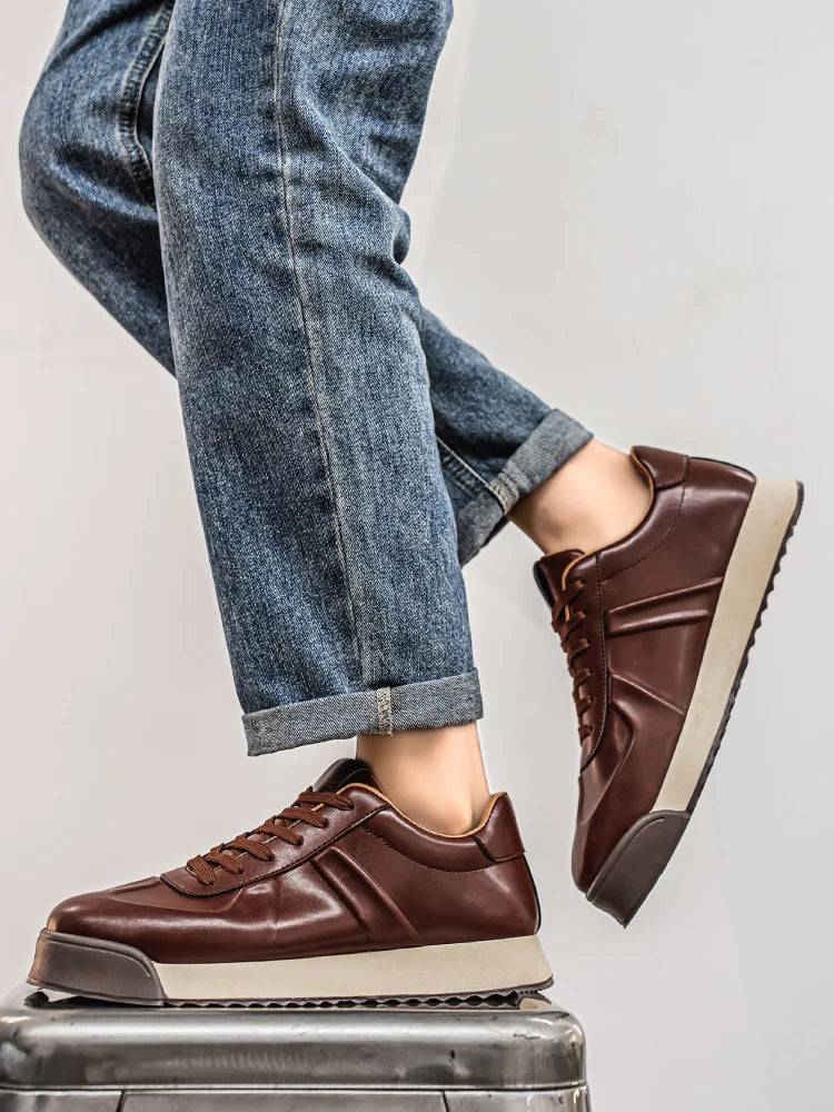 Chaussures pour hommes en automne et en hiver, avec surface en cuir antidérapante et semelle épaisse, adaptées aux sports décontractés, au travail, à la conduite et