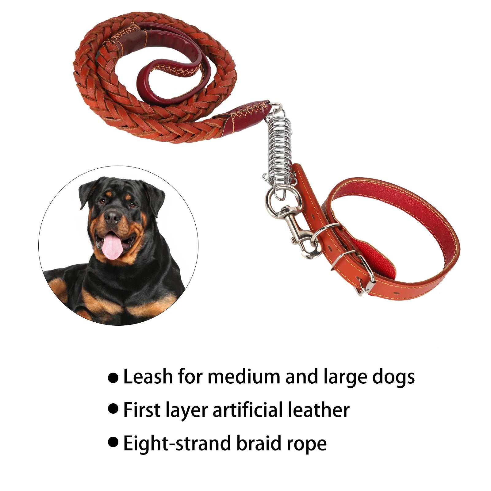 Laisse de promenade pour chien avec collier, en cuir artificiel, anti-perte, ensemble laisse et collier pour animaux de compagnie, accessoires pour chiens de grande et moyenne taille