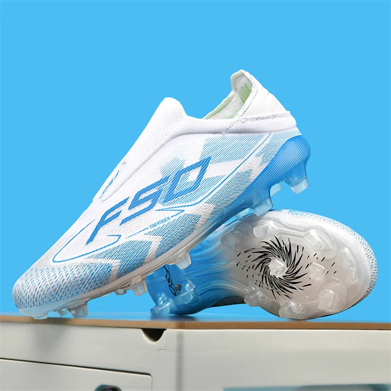 Nouveaux hommes bottes de Football antidérapantes chaussures de Football de haute qualité crampons d'herbe baskets de Futsal montantes Match intérieur vente chaude en plein air