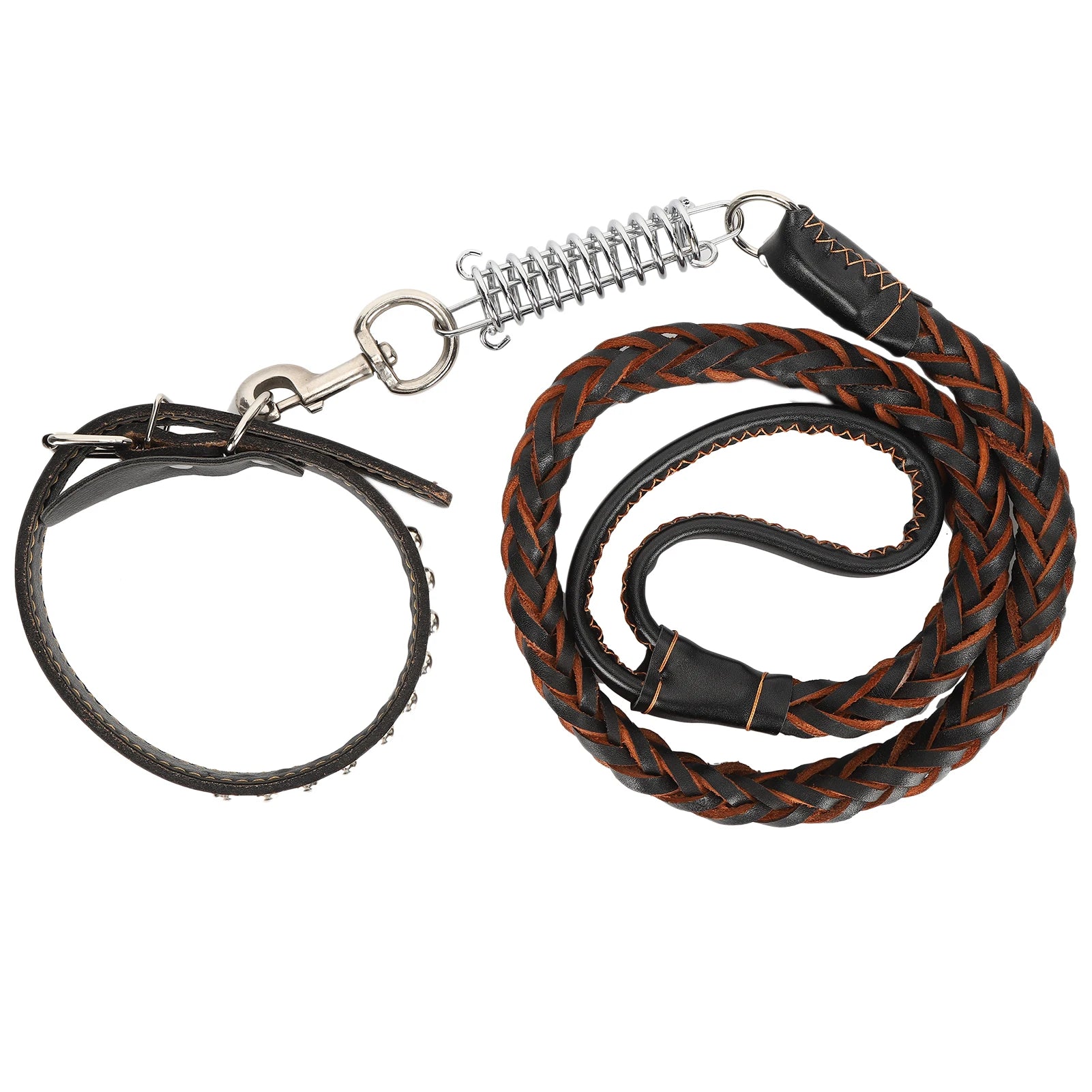 Laisse de promenade pour chien avec collier, en cuir artificiel, anti-perte, ensemble laisse et collier pour animaux de compagnie, accessoires pour chiens de grande et moyenne taille