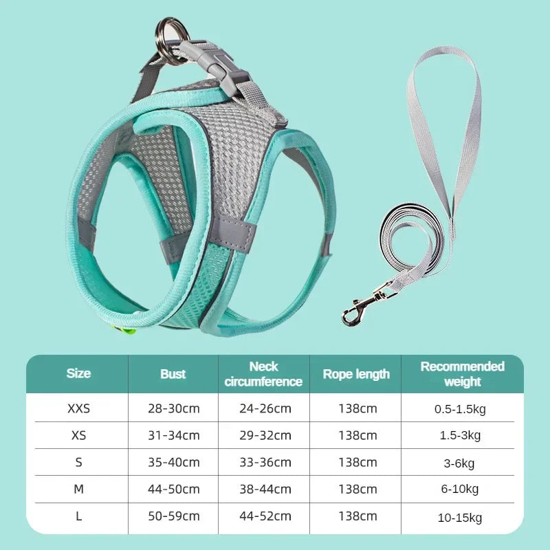 Accessoires pour chiens et chats, collier pour petits chiens, gilet de sécurité, corde de poitrine pour animaux de compagnie, couverture pour chiens, harnais respirant et réglable, fournitures, produits