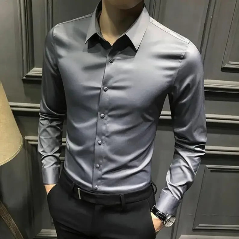 Chemise et chemisier à manches longues pour hommes, haut pour hommes d'affaires, uni avec imprimé, blanc, hipster élégant, vêtements bon marché, marque I, injDesigner